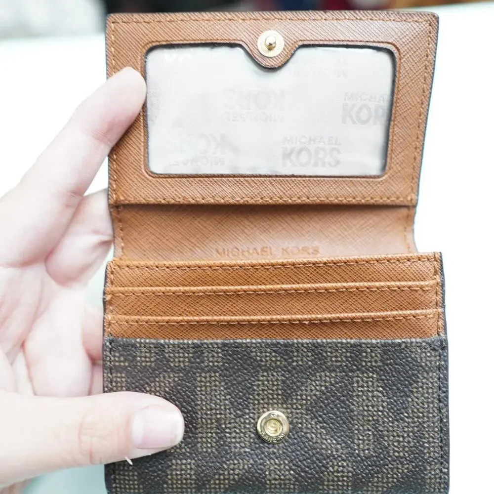 Michael Kors Monogram Trifold Wallet Brown - Picture 3 of 4